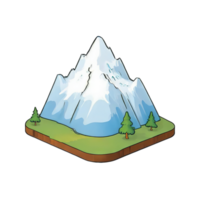 ai generato neve montagna mano disegnato cartone animato stile illustrazione png