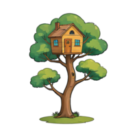 ai generado casa del árbol mano dibujado dibujos animados estilo ilustración png