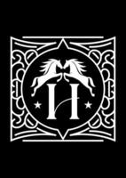 emblem H horse vintage vector logo design