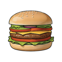 AI generated Burger Hand Drawn Cartoon Style Illustration png