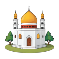 ai généré mosquée main tiré dessin animé style illustration png