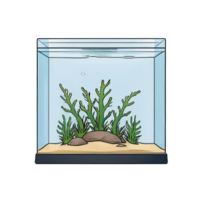 ai généré aquarium main tiré dessin animé style illustration png