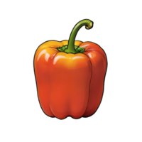 AI generated Bell Pepper Hand Drawn Cartoon Style Illustration png