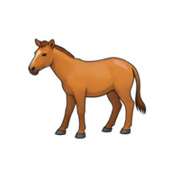 ai généré marron cheval main tiré dessin animé style illustration png