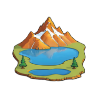 ai generato lago paesaggio mano disegnato cartone animato stile illustrazione png