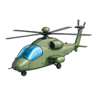 ai generado ataque helicóptero mano dibujado dibujos animados estilo ilustración png