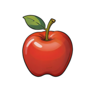 ai généré rouge Pomme main tiré dessin animé style illustration png