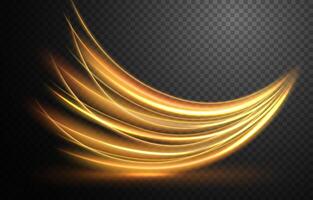 Elegant Gold Wavy Line of Light with A Pattern, Isolated and Easy to Edit, Vector Illustration