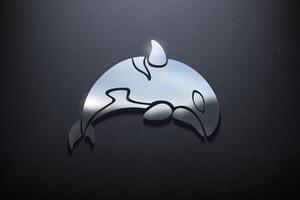 Orca 3D Logo Design, Shiny Mockup Logo with Textured Wall. Realistic Vector, Vector Illustration