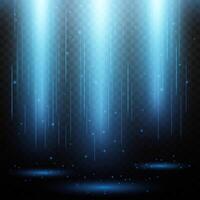 Glowing Magic Light Effect Long Trails , Blue Illuminated Lights, Vector Illustration