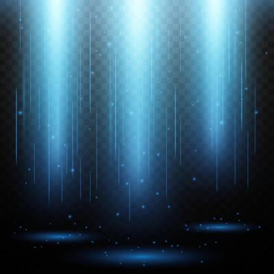 Glowing Magic Light Effect Long Trails , Blue Illuminated Lights, Vector Illustration