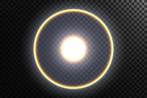 Sun Halo and Golden Edge Isolated on Pattern, Vector Illustration