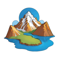 AI generated Mountains Hand Drawn Cartoon Style Illustration png