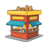 AI generated Street Food Shop Hand Drawn Cartoon Style Illustration png