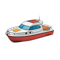 AI generated Cabin Cruiser Hand Drawn Cartoon Style Illustration png