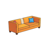 AI generated Lounge Sofa Hand Drawn Cartoon Style Illustration png