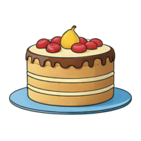 ai généré gâteau main tiré dessin animé style illustration png