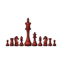 AI generated Chess Set Hand Drawn Cartoon Style Illustration png