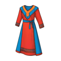ai généré traditionnel robe main tiré dessin animé style illustration png
