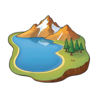 AI generated Lake Hand Drawn Cartoon Style Illustration png