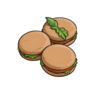 ai généré kebab des hamburgers main tiré dessin animé style illustration png