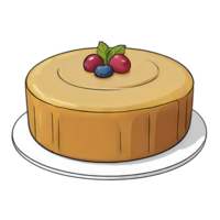 ai généré fromage gâteau main tiré dessin animé style illustration png