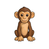 AI generated Monkey Hand Drawn Cartoon Style Illustration png