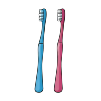 ai généré brosse à dents main tiré dessin animé style illustration png