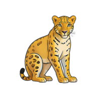 ai generado leopardo mano dibujado dibujos animados estilo ilustración png