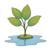 AI generated Plant in Water Hand Drawn Cartoon Style Illustration png