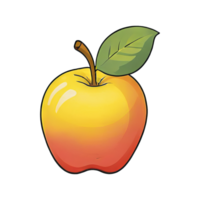 ai généré Pomme fruit main tiré dessin animé style illustration png