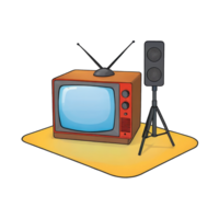 AI generated Television Set Drawn Cartoon Style Illustration png