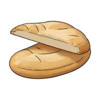 ai generato naan pane mano disegnato cartone animato stile illustrazione png