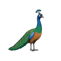 AI generated Peacock Hand Drawn Cartoon Style Illustration png