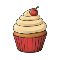 ai generiert Cupcake Hand gezeichnet Karikatur Stil Illustration png