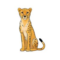 ai généré guépard main tiré dessin animé style illustration png