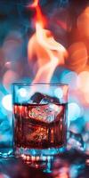 AI generated Flaming Garnish Cocktail photo
