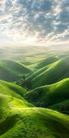 AI generated Cloudy Sky Over Verdant Hills photo