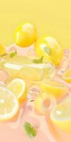 AI generated Icecold Lemonade with Fresh Mint Garnish photo