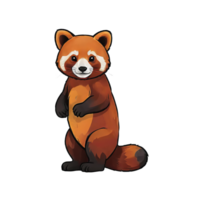 ai generato rosso panda mano disegnato cartone animato stile illustrazione png