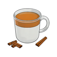 ai généré Masala chai épicé thé main tiré dessin animé style illustration png