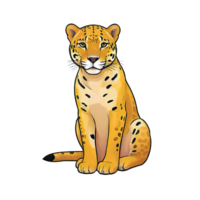 ai généré jaguar main tiré dessin animé style illustration png