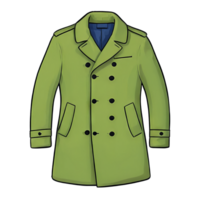 AI generated Green Coat Hand Drawn Cartoon Style Illustration png