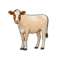 ai généré vache main tiré dessin animé style illustration png