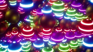 Flickering Neon Striped Sphere Array Lamps Graphic Art Background video