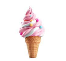 AI generated 3D render of cute ice cream isolated png