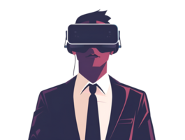 AI generated Man in suit wearing virtual reality headset illustration png