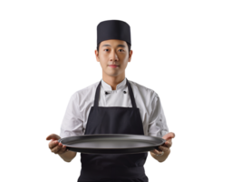 AI generated Portrait Waiter tray butler serve hold plate png