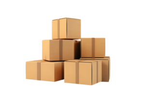 AI generated group of simple cardboard boxes png