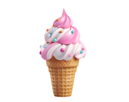 AI generated 3D render of cute ice cream isolated png